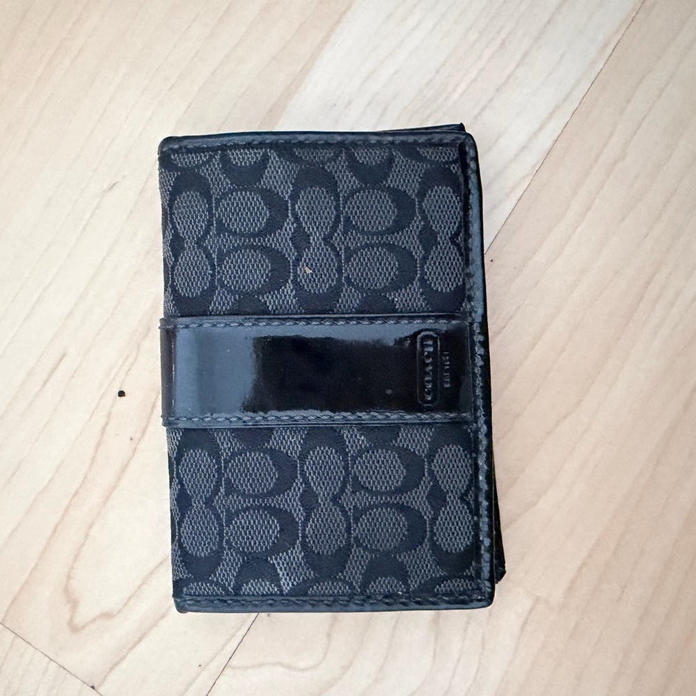 Coach Black Signature Canvas Trifold Wallet